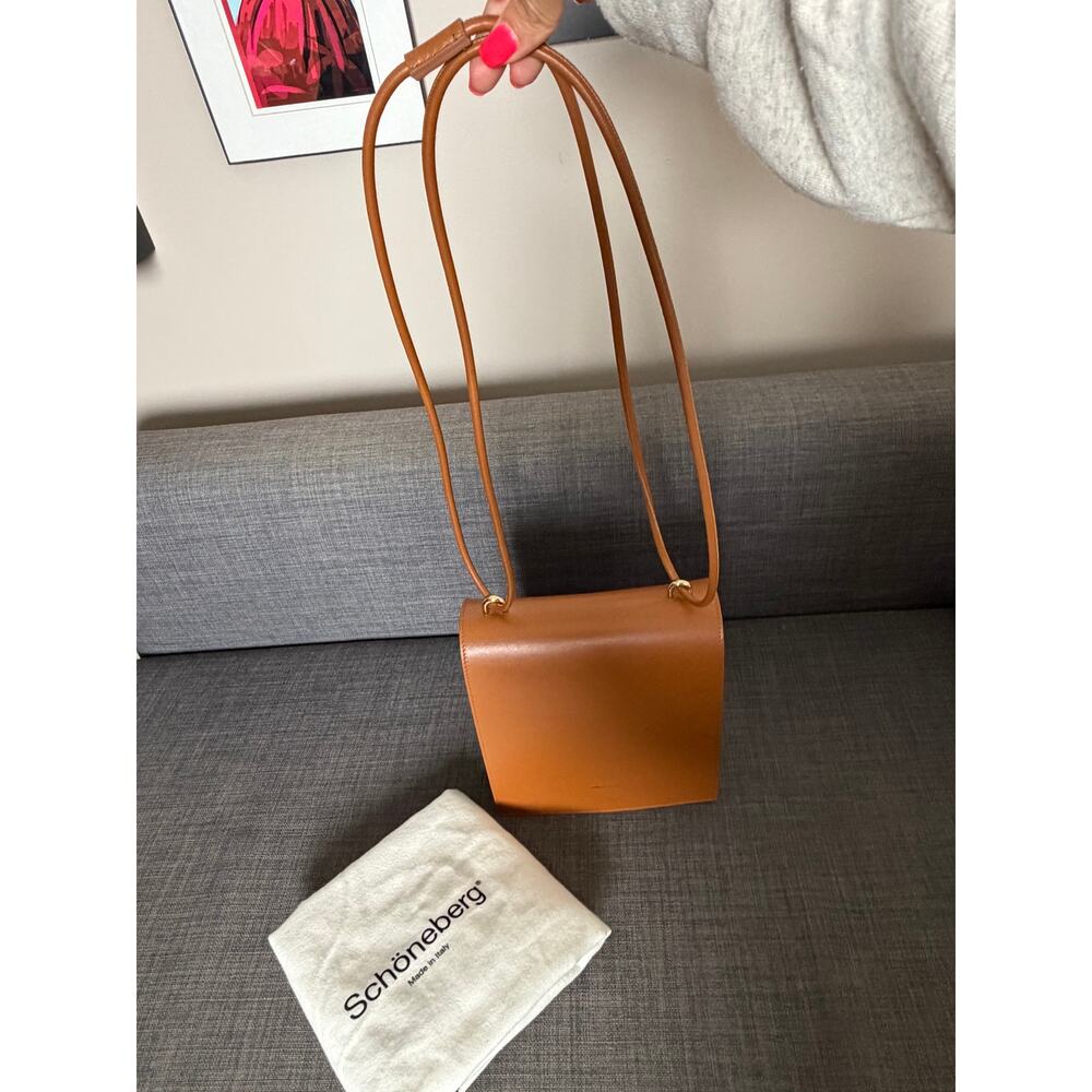 NWT Schoneberg Italy Cognac Leather Shoulder Bag Crossbody Purse Dust Bag - Picture 2 of 7